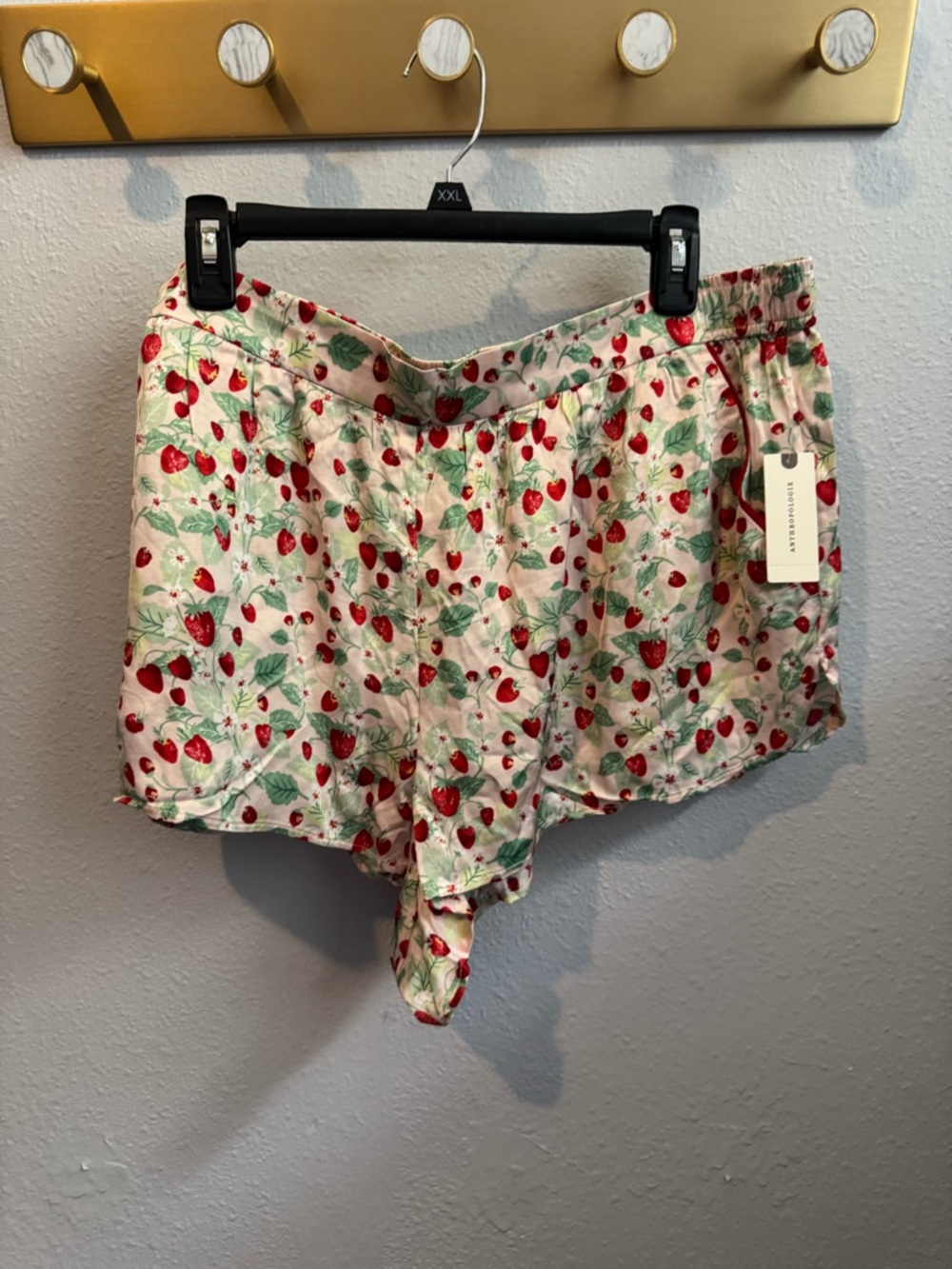 NWT Anthropologie Strawberry-Print Lounge Shorts Sz XL